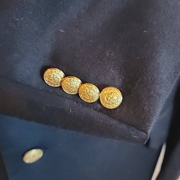 Arnold Palmer Executive Blazer Suit Jacket Navy Blue Gold Button Men's 48R Wool - Picture 3 of 11